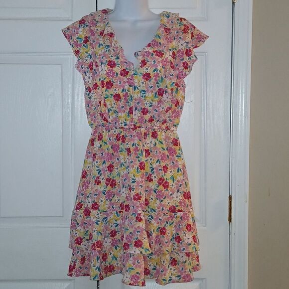 BCBG Paris  bright floral elastic waist midi dress  Sz S  NWOT - Picture 1 of 7